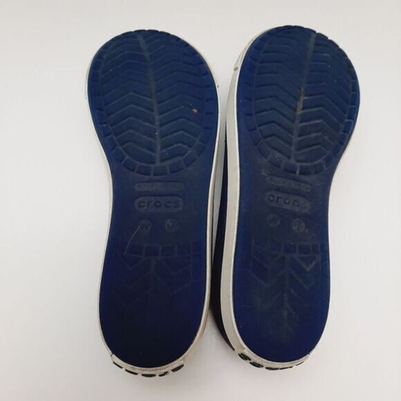 CROCS Ballet Flats Light Perforated Slip-On Shoe Navy Blue White Trim Sz 7 - Picture 12 of 13